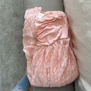 New PinkBlush Maternity Elegant Pink Lace Dress Large